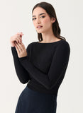 Long Sleeve Ponte Top - Black