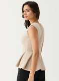 Front Open Sleeveless Top - Beige
