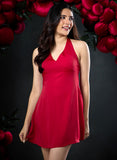 Halter Neck Satin Bow Tie Dress