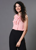 Frill Pintuck Light Pink Top