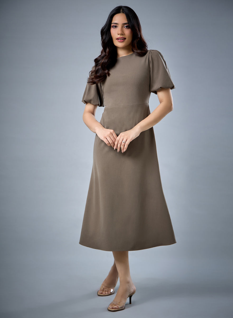 Balloon Sleeve Aline Formal Dress