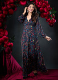 Deep V Neck Printed Short Dress