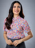 Printed Short Sleeve Chiffon Top