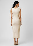 Beige Sleeveless High Neck Bodycon Dress