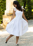 Off White Bow Detail Cotton Dress