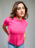 Hot Pink Basic Crew Neck T-shirt