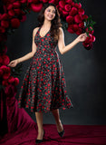 Halter Neck Printed Chiffon Dress