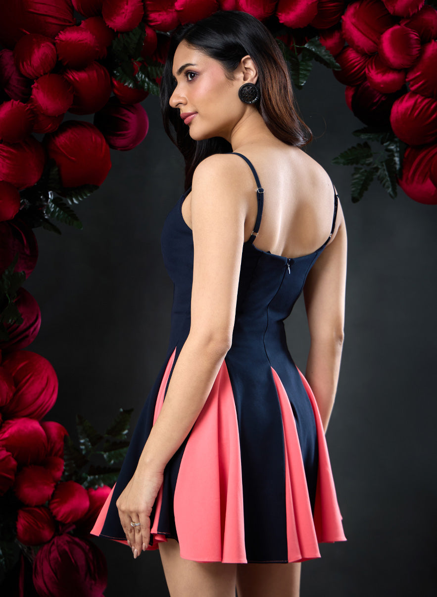 Sweetheart Neck Paneled Mini Dress