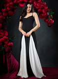 Contrast Panel Deep Sweetheart Black  Dress