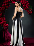 Contrast Panel Deep Sweetheart Black  Dress