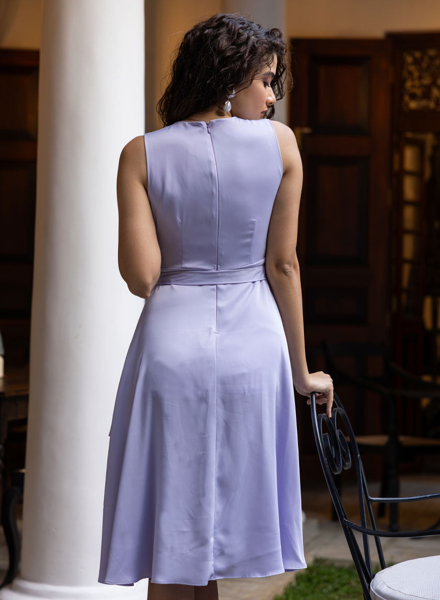 V Neck Layered Chiffon Dress