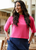 Pink Oversized Crop T-Shirt
