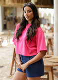 Pink Oversized Crop T-Shirt
