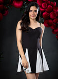 Sweetheart Neckline Paneled Mini Dress