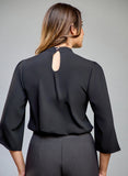 High Neck Flared Sleeve Top