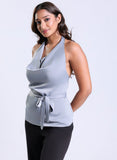 Cowl Neck Light Grey Satin Top