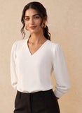 V Neck Long Sleeve Cotton Top