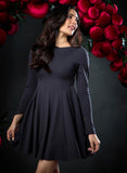 Long Sleeve Waistless Ponte Knit Dress