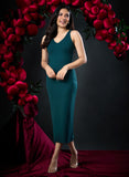 Green Deep Sleeveless Bodycon Dress