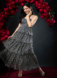 Panel Printed Floor Length Maxi Dress