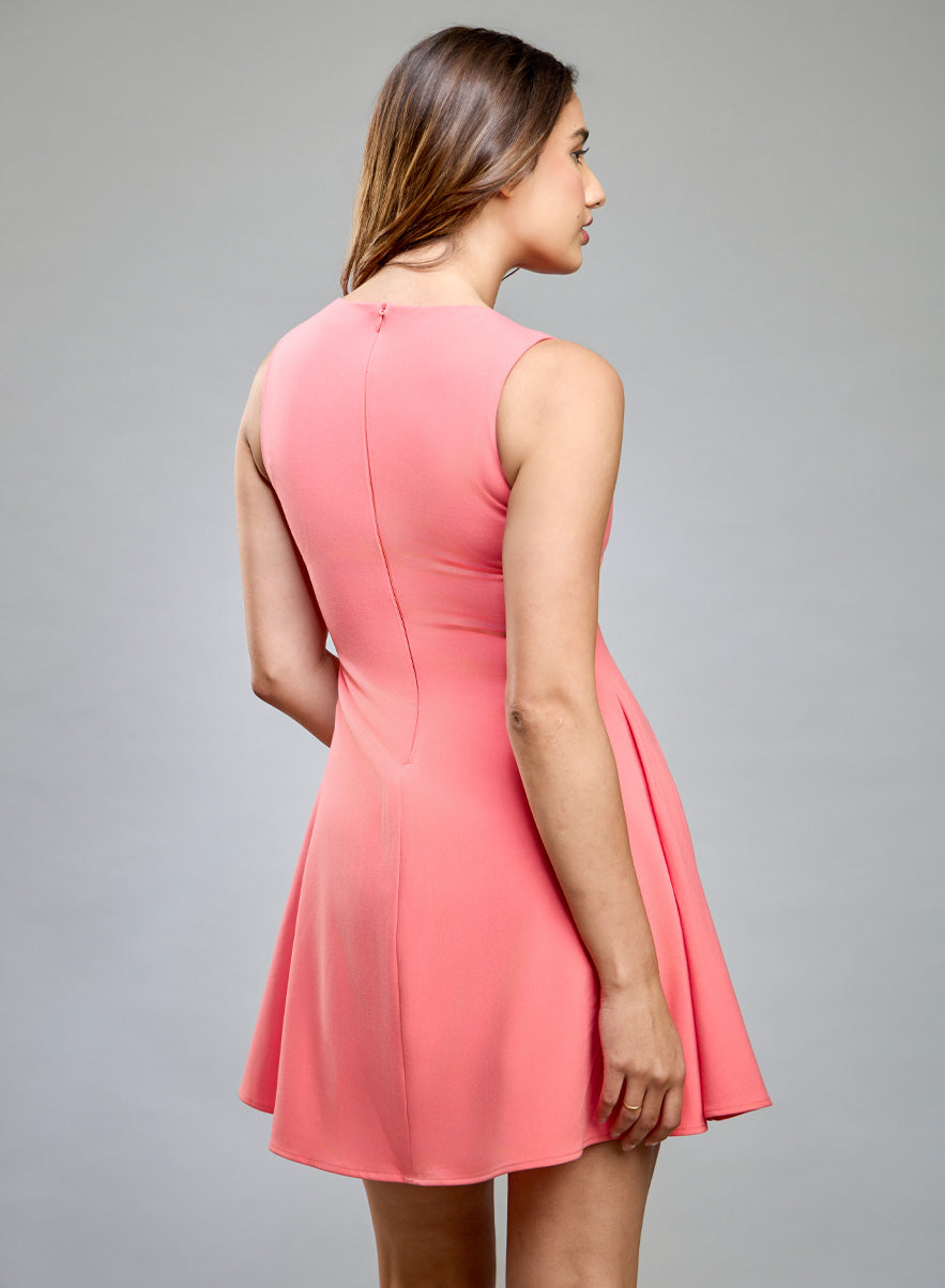 High Neck Formal Pink Dress