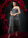 Panel Printed Floor Length Maxi Dress