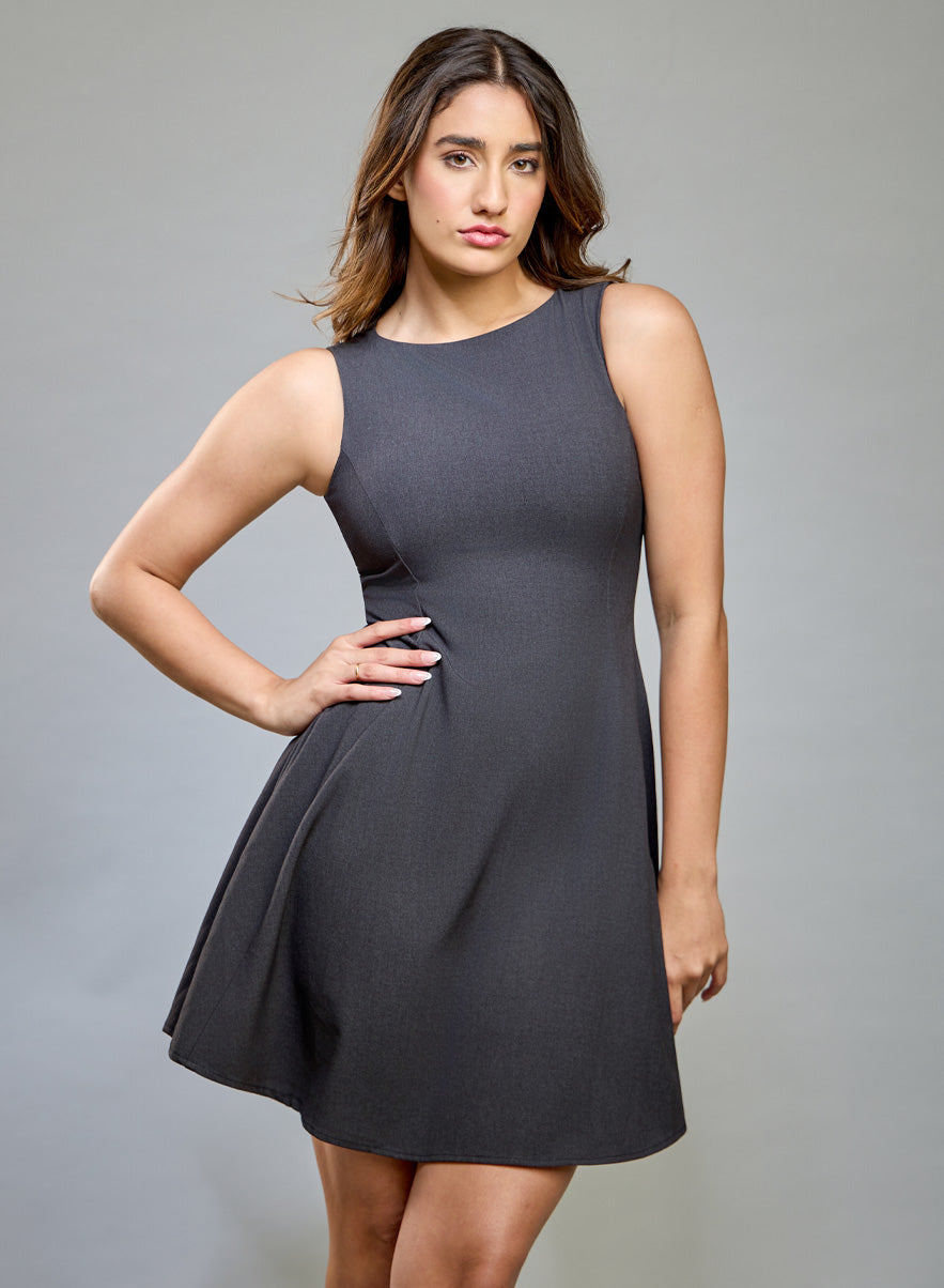 High Neck Formal Grey Dress
