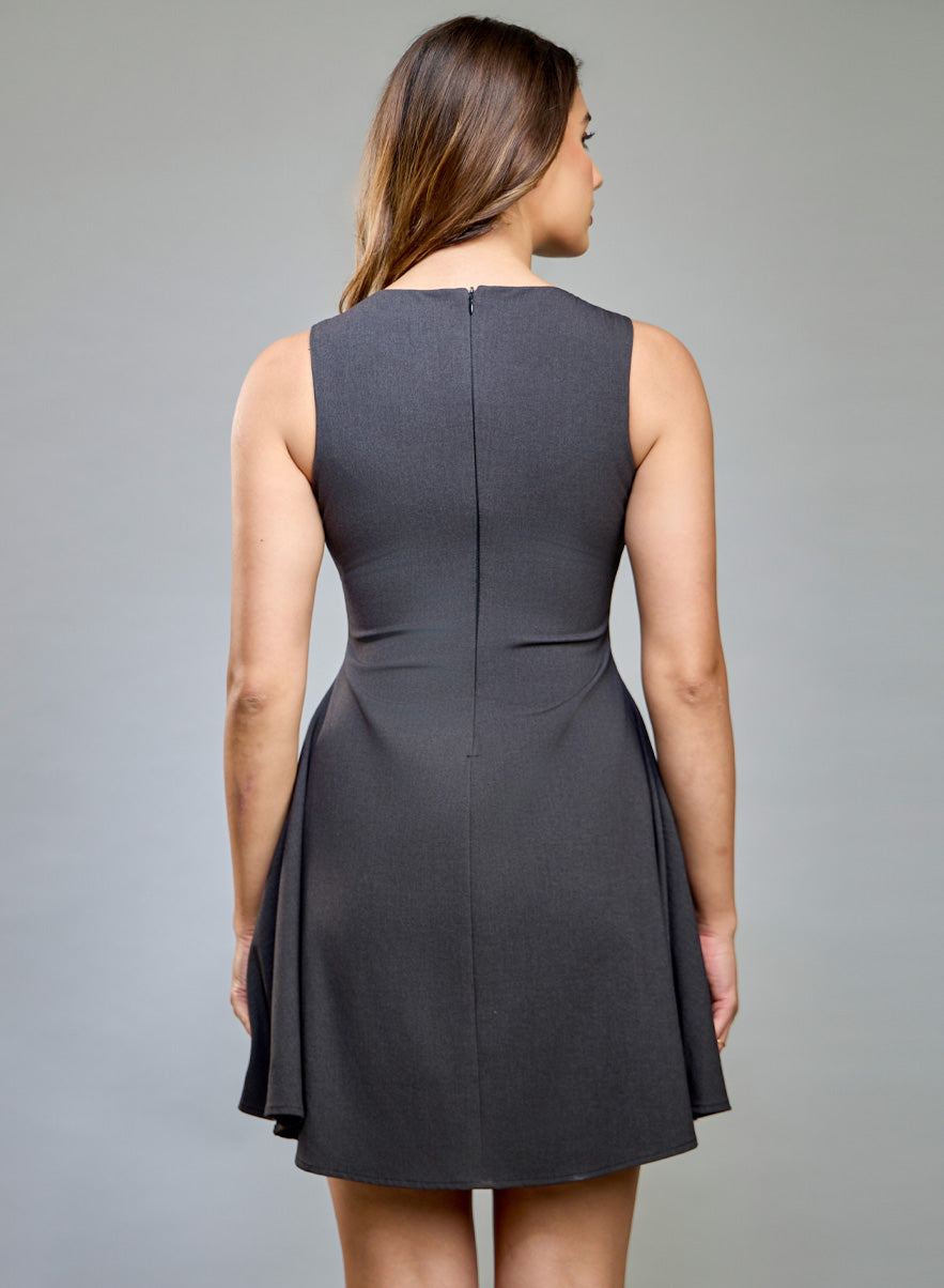 High Neck Formal Grey Dress