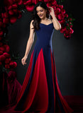 Contrast Panel Deep Sweetheart Blue Dress