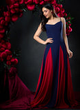 Contrast Panel Deep Sweetheart Blue Dress