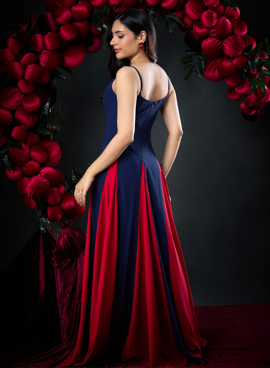 Contrast Panel Deep Sweetheart Blue Dress