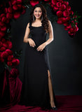 Frilled Sleeveless Chiffon Maxi Dress