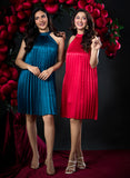 Elegant Neck Band Pleated Satin Dress