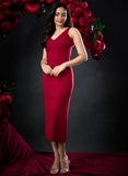 Maroon Deep Sleeveless Bodycon Dress