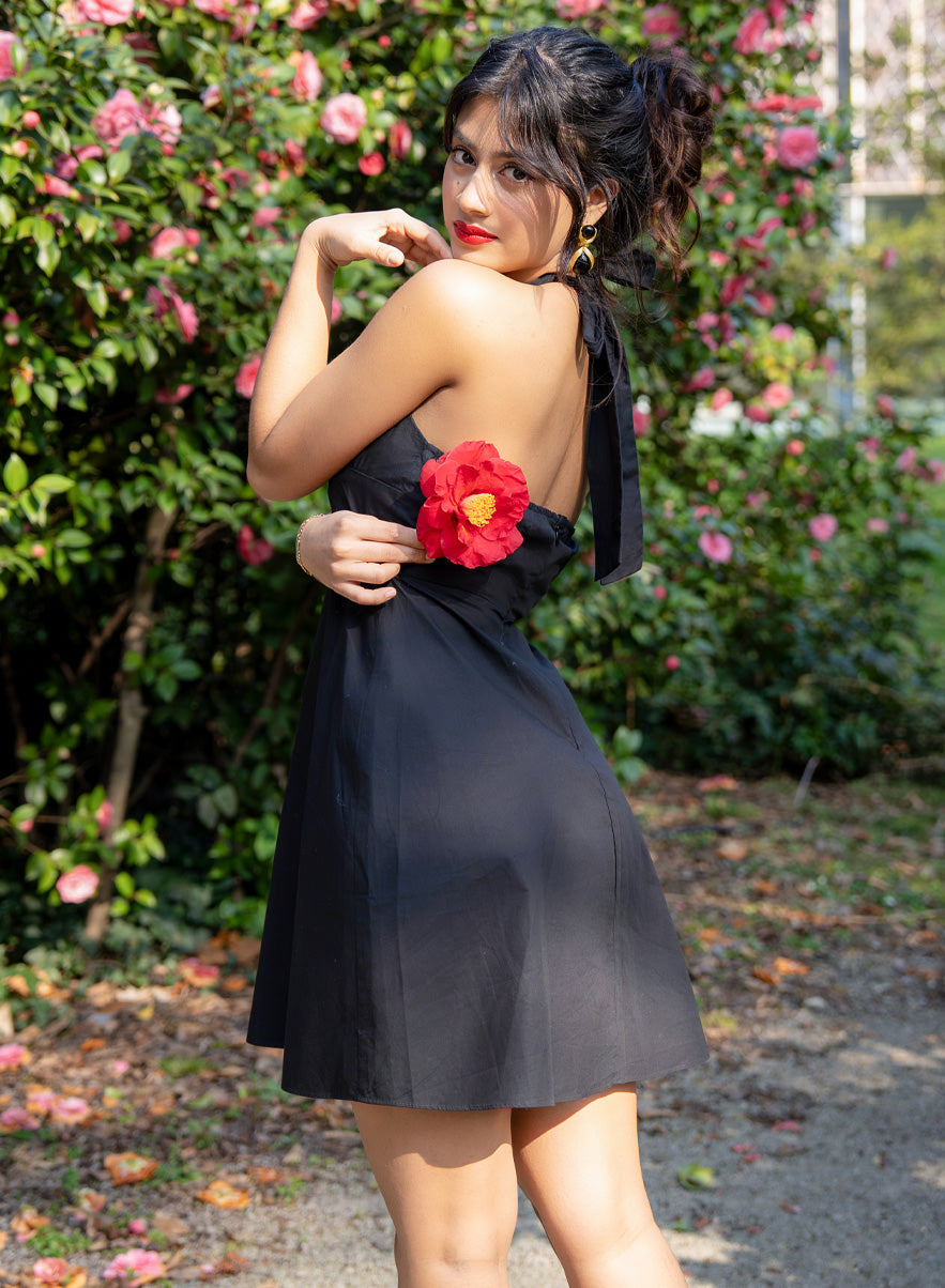 Halter Neck Cotton Mini Dress