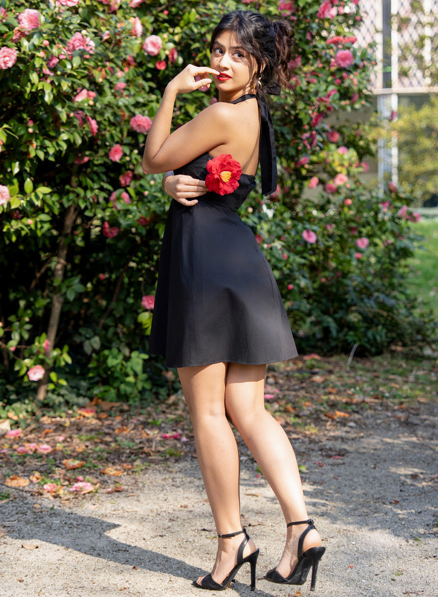 Halter Neck Cotton Mini Dress