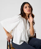 Vneck Flared Sleeve Baggy Cotton Top