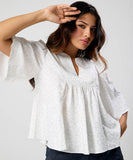 Vneck Flared Sleeve Baggy Cotton Top