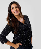 Scalloped Vneck Cotton Shirt