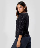 Scalloped Vneck Cotton Shirt