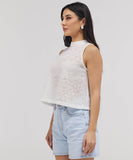 High Neck Sleeveless Cutlon Top