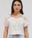 Puff Sleeve Front Open Cutlon Top