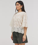 Short Sleeve Scalloped Detailed Top