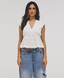 Deep Cutwork Peplum Top