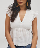 Deep Cutwork Peplum Top