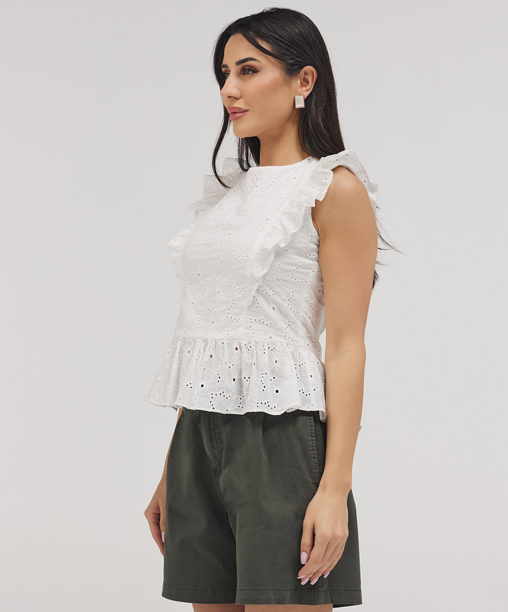 Side Detailed Petite Peplum Top