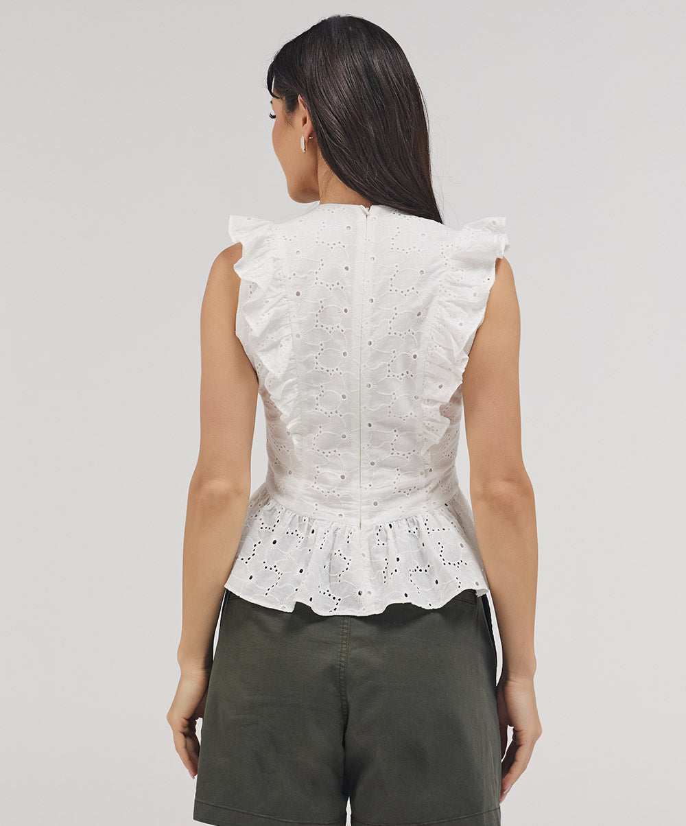 Side Detailed Petite Peplum Top