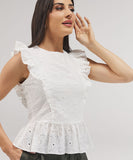 Side Detailed Petite Peplum Top