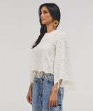 Scalloped Thread Detailed Crop Top