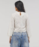 Scalloped Thread Detailed Crop Top
